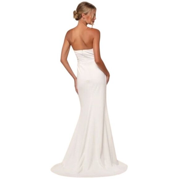 NEW Lulus To Be Yours Ivory Strapless Pleated Mermaid Maxi Dress Size M‎ - Picture 6 of 16